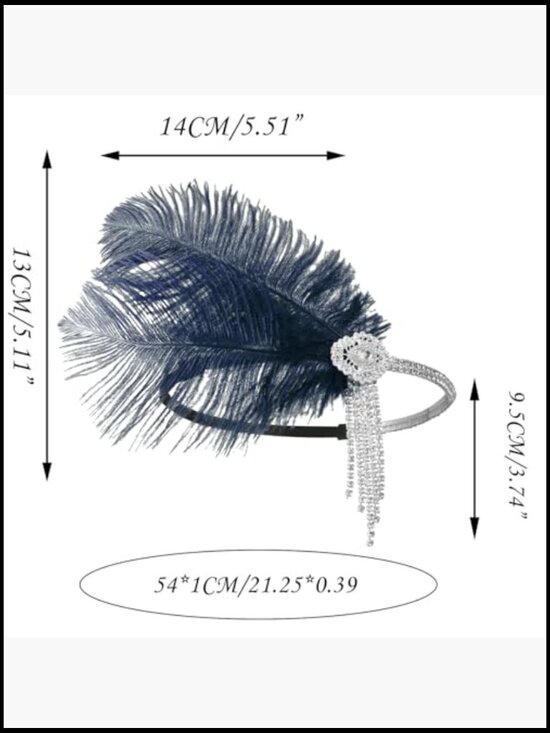 Gatsby Flapper Headband Rhinestone Tassel Roaring 20s Party Accessory Stretch main image 4
